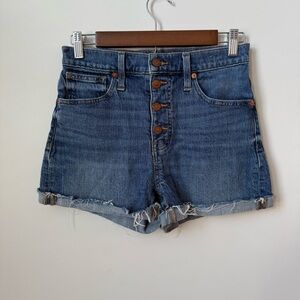 Madewell High Rise Denim Shorts Button Fly Medium Wash Size 26